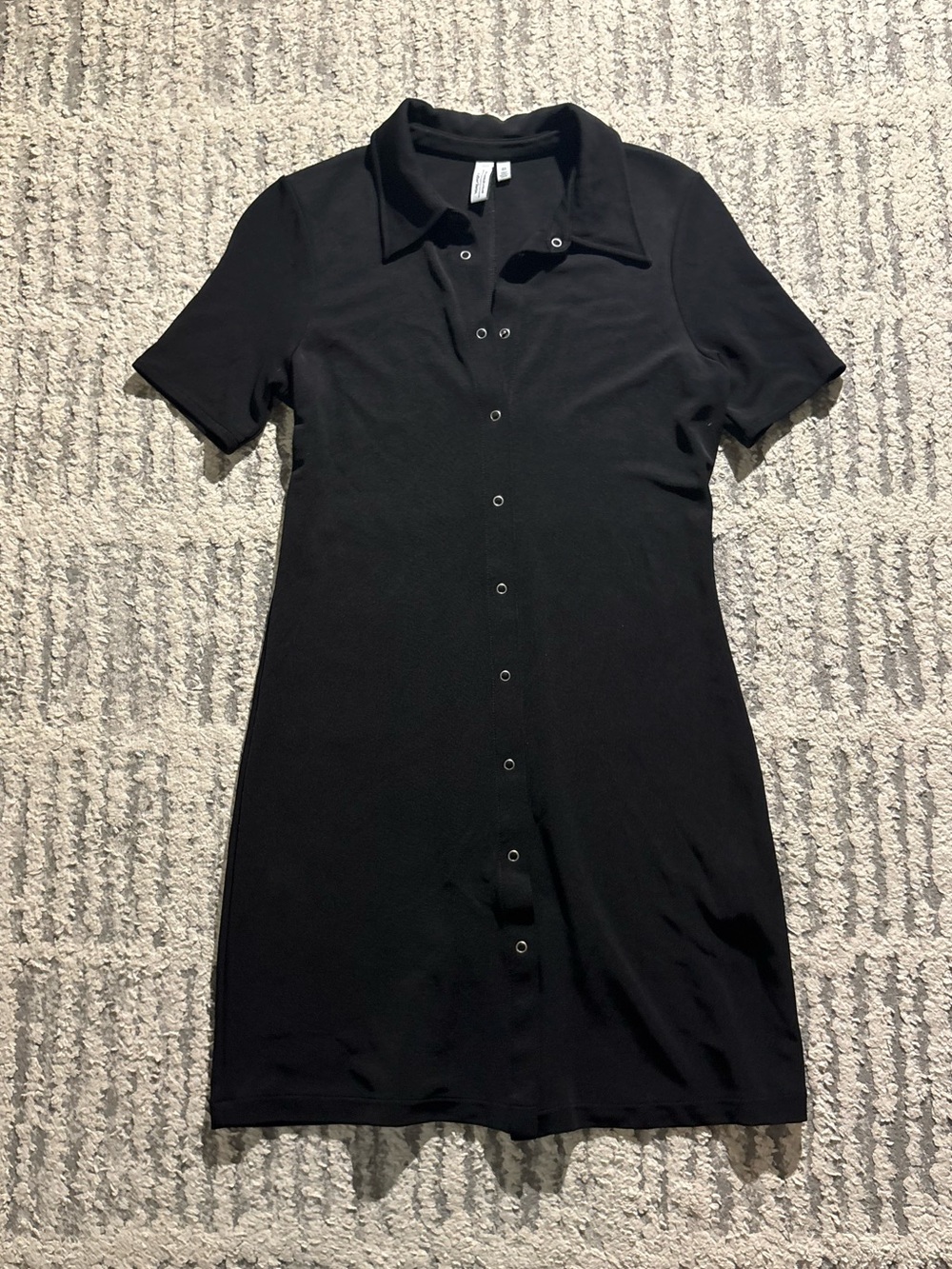 And & other stories black short sleeve collared mini dress size S
